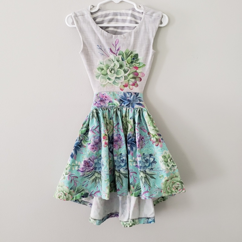 Handmade‎ Little Girl Summer Dress SIZE 3T  Hi-Lo Floral Open Back Pockets READ